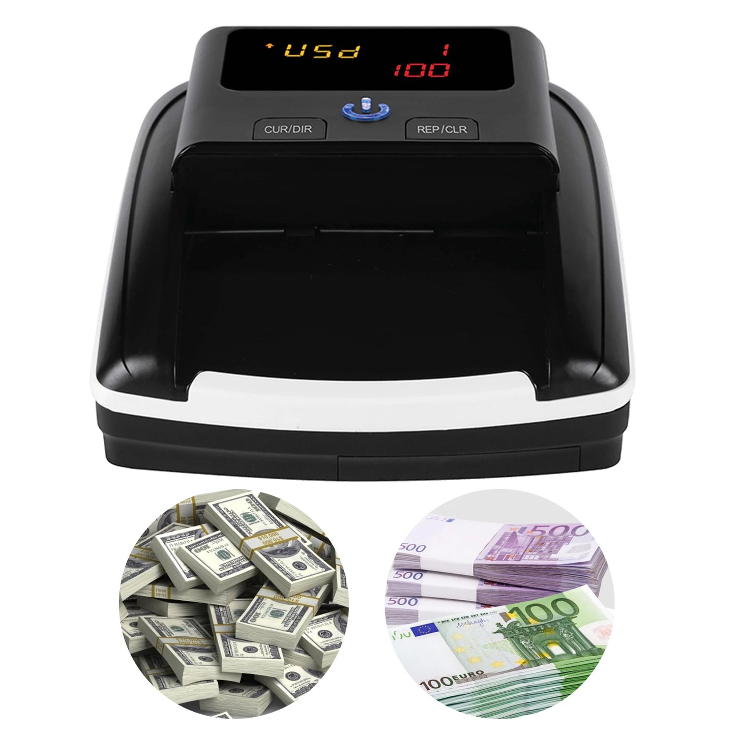 Bisofice Portable Mini Money Counter Counterfeit Bill Detector Automatic Money Detection By UV MG IR Image Paper Quality Size