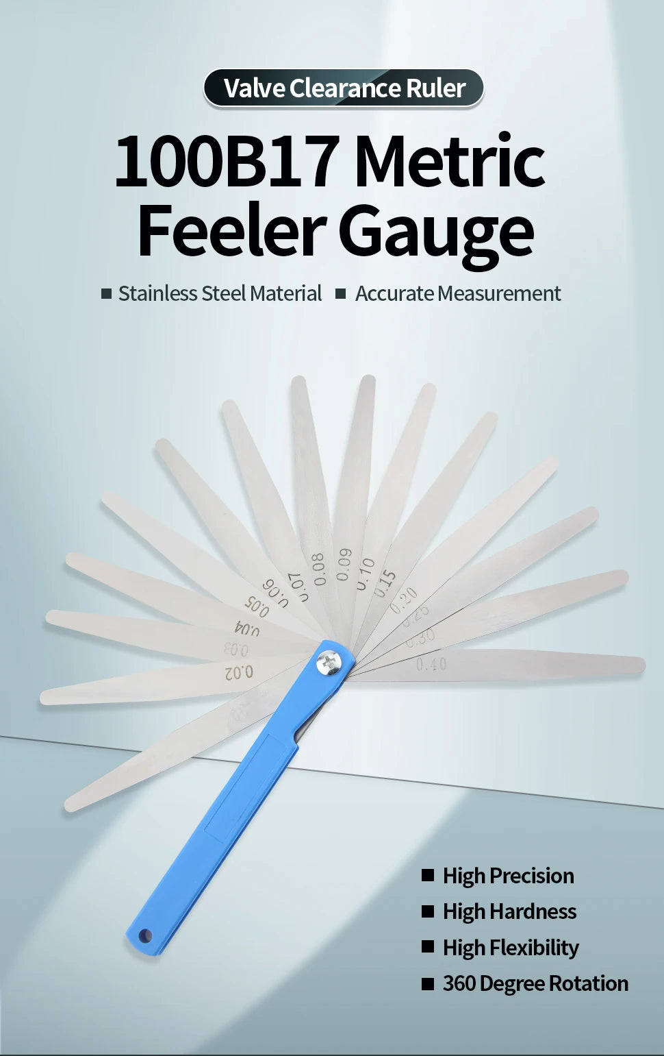 100B17 Feeler Gauge Spark Plug Gauge Filler Gauge Valve Probes Metric Thickness Set Probe Thickness Gauge Spark Plug Gap Tools