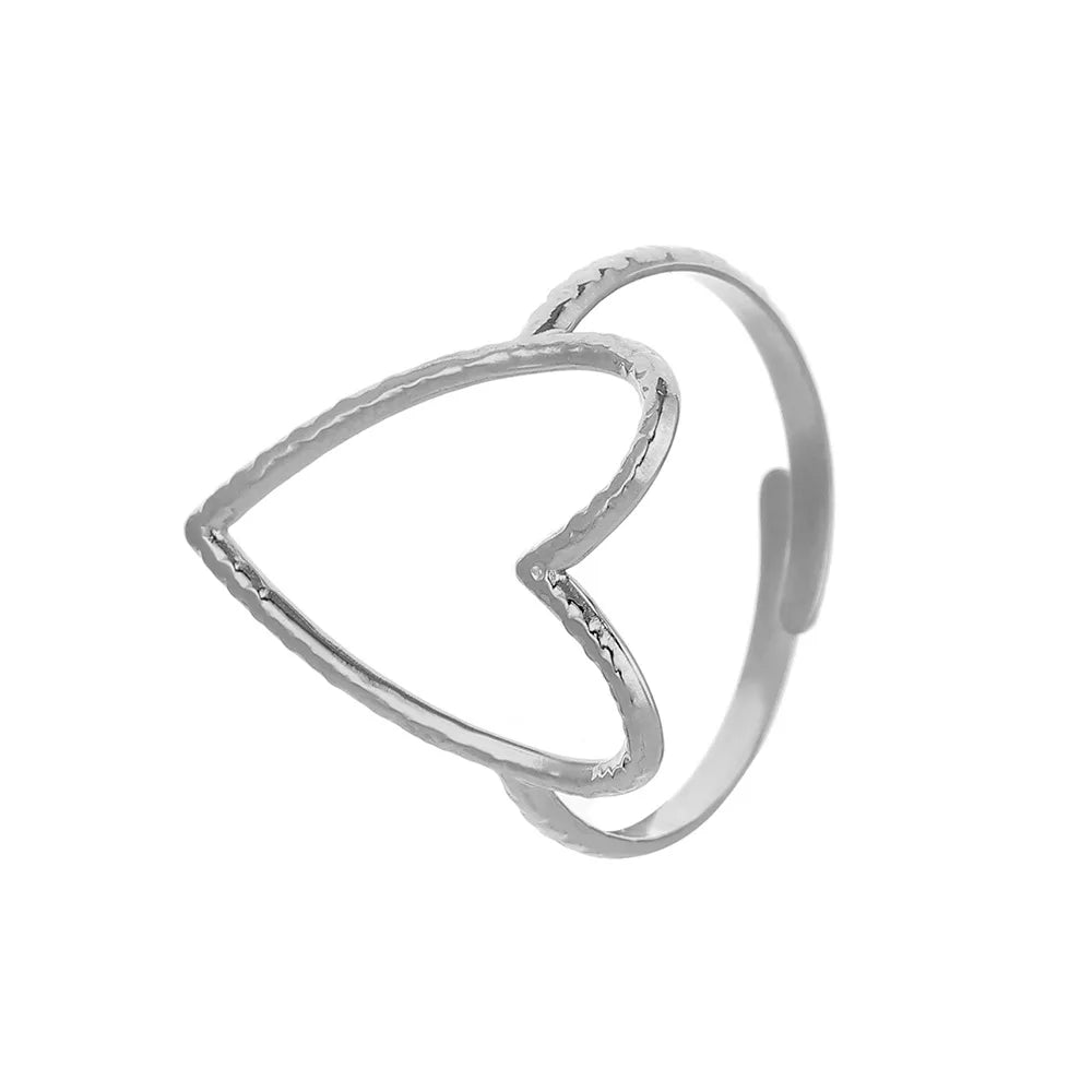 DIEYURO 316L Stainless Steel 2 Colours Love Heart Hollow Ring Fashion Beautiful Woman Exquisite Jewelry Gift For Lovers 2021 New