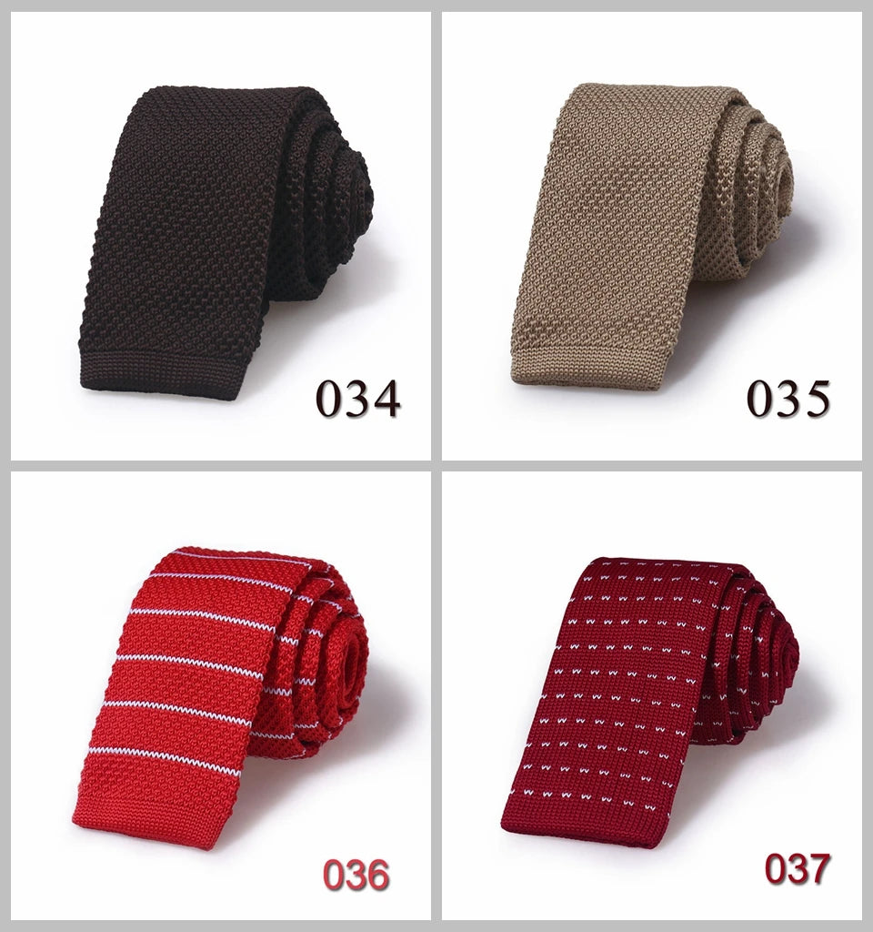Knitted Ties For Men Slim Fashion Neckties Plain Black Red Knit Tie Men Women Wedding Daily Casual Neck Knitted Cravatas HUISHI