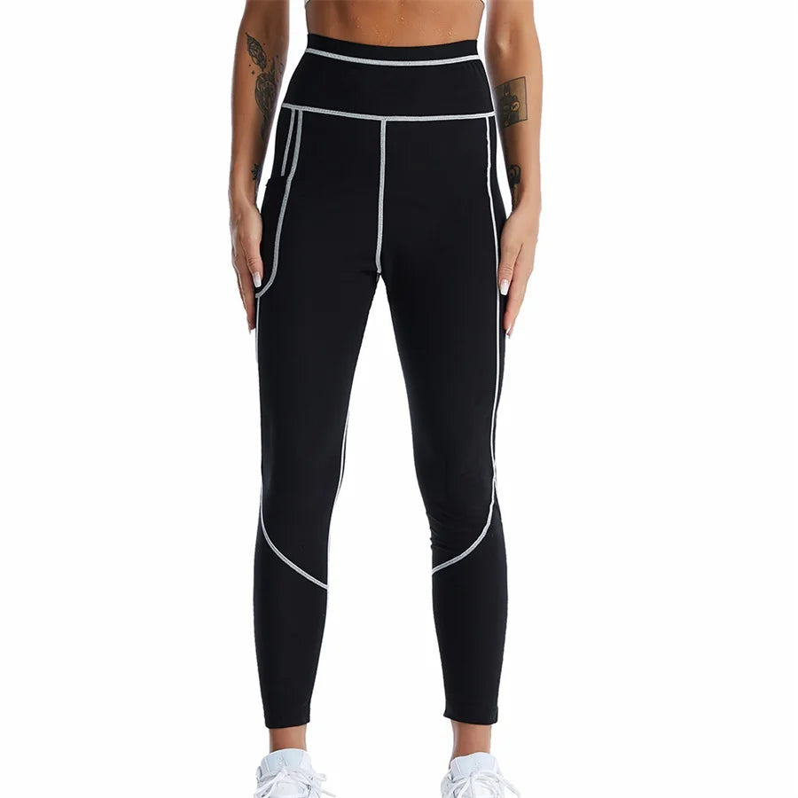 Women Sauna Shaper Pants Body Shaper Full Hot Sweat Effect Coating Slimming Pants Shapewear Workout Gym Leggings Fitness