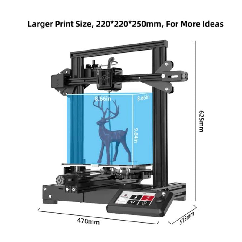 Go Aquila 3d Printer Silent Mainboard DIY 3d Printer Kit Open Source 220*220*250mm Carborundum Building Bed Resume Printing