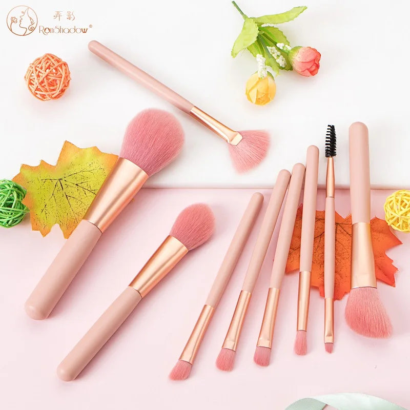 Ronshadow 9PCS Makeup Brushes Set Brochas Maquillaje Pincel De Maquiagem Kit Rangement Maquillage Beauty Packaging Makeup Tools