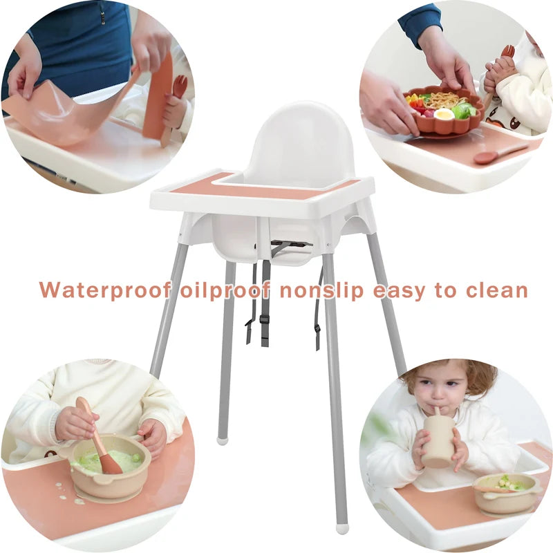 High Chair Custom Pure Color Placemat Feeding Solid Food Dining Plate Placemat Soft Silicone Table Mat Tableware Baby Stuff