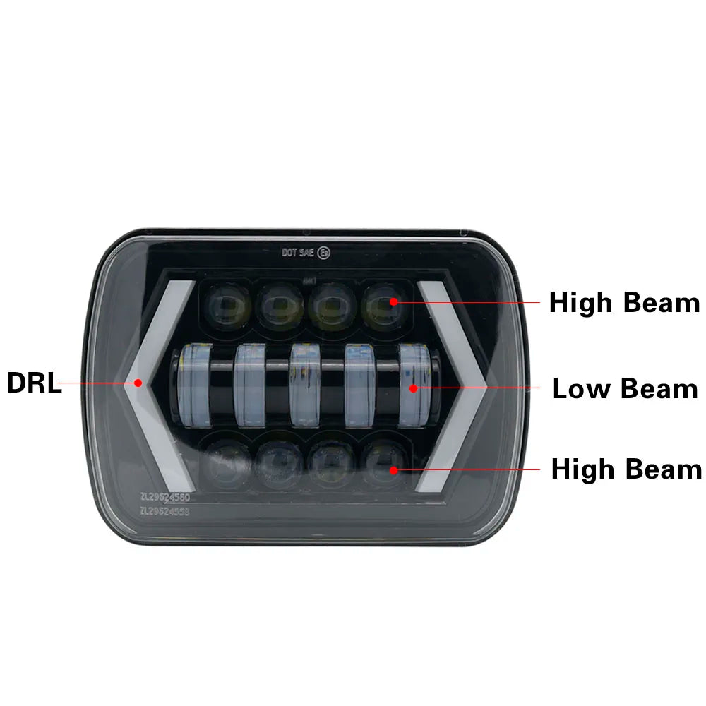 7x6" 5X7" Waterproof LED Projector Headlight Hi-Lo Beam DRL For Jeep Cherokee XJ car accessries