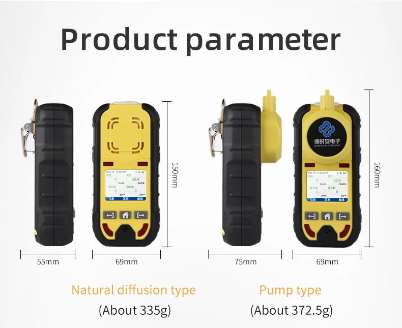 Bosean O2 H2S CO LEL 4 in 1 Oxygen Hydrogen Sulfide Carbon Monoxide Leak Detector Pump Multi Gas Detector Gas Meter