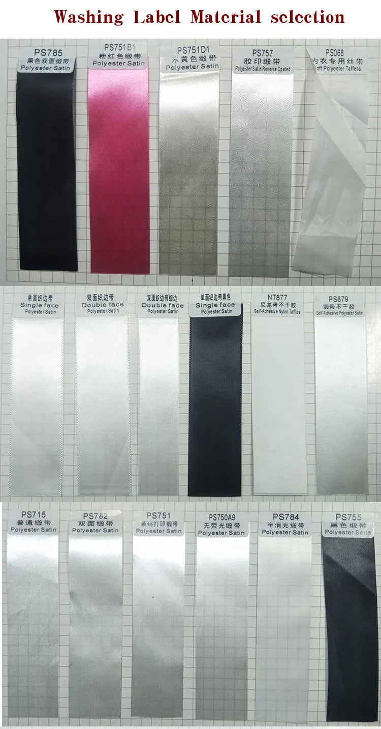 Width2.5cm Free designCustom Printed Satin Labels/Garment Clothing Tags/Woven Labels Screen Printing Water Wash Care Label