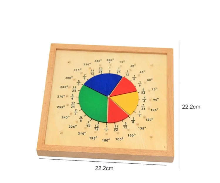 Montessori Mathematic Materials Wood Fraction Circles Board Kids Early Learning Tool Math Educational Game Hand-eye Coordination