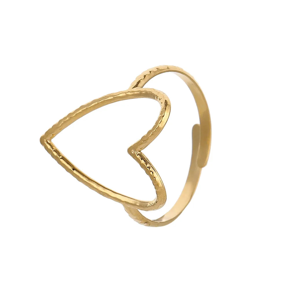 DIEYURO 316L Stainless Steel 2 Colours Love Heart Hollow Ring Fashion Beautiful Woman Exquisite Jewelry Gift For Lovers 2021 New