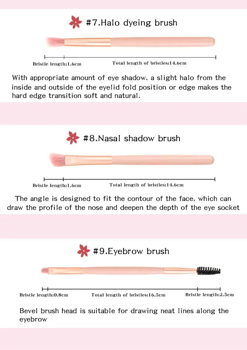 Ronshadow 9PCS Makeup Brushes Set Brochas Maquillaje Pincel De Maquiagem Kit Rangement Maquillage Beauty Packaging Makeup Tools