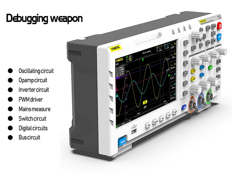 FNIRSI-1014D Dual Channel Desktop Digital Oscilloscope 100MHz* 2 Analog Bandwidth 1GSa/s Sampling Rate 10Mhz  Signal Generator