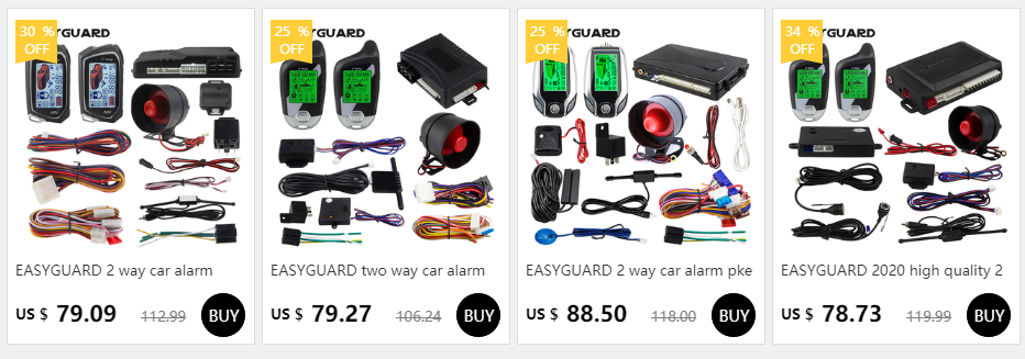 2 Way Car Alarm LCD Display Remote Start Push Button Shock Sensor Microwave Detection Warning Universal System With Siren