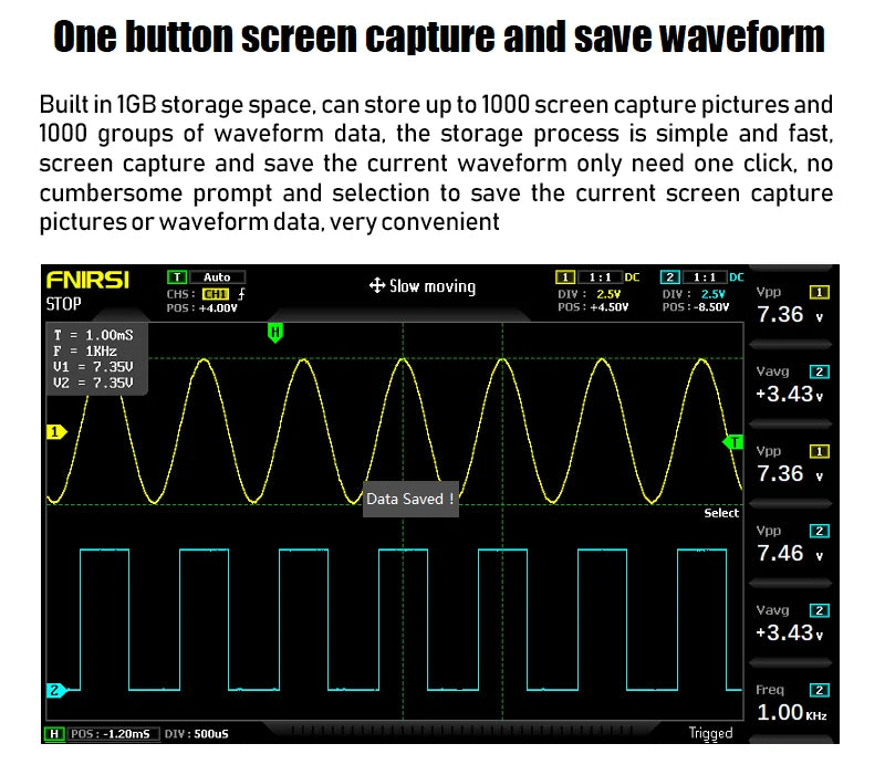 FNIRSI-1014D Dual Channel Desktop Digital Oscilloscope 100MHz* 2 Analog Bandwidth 1GSa/s Sampling Rate 10Mhz  Signal Generator