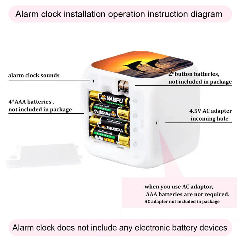 Fox Alarm Clock 7 Color Glowing LED Digital Alarm Clock Multifunction Night Light Electronic Watches Clock Kids Birthday Gifts