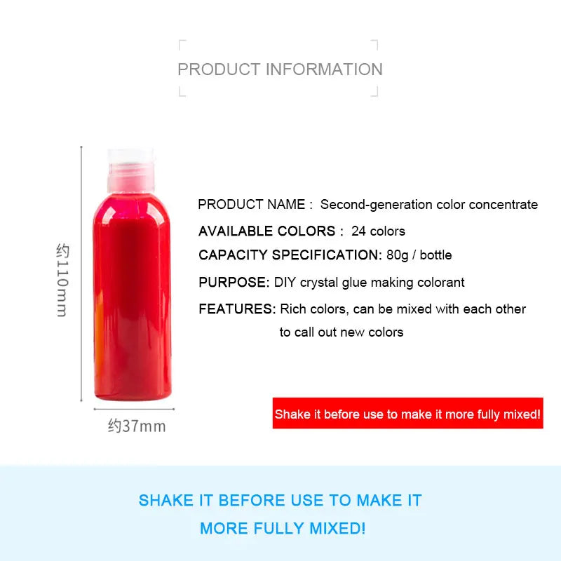 80g Epoxy Resin Pigments Second-generation Highly Concentrated Bright Color Precision Liquid Colorant Dye DIY Jewelry Making