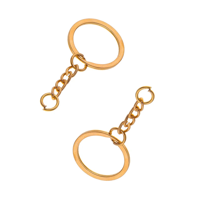 10pcs/lot Flat Key Chain Key Ring Keychain Long Round Split Keyrings Keychain For Jewelry Making  Accessories Wholesale