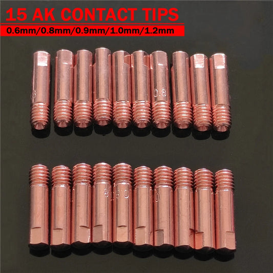 10/20 Tip Gas Nozzle MB-15AK M6*25mm Welding Torch Contact Contact Tip Gas Nozzle  0.6/0.8/0.9/1.0/1.2mm