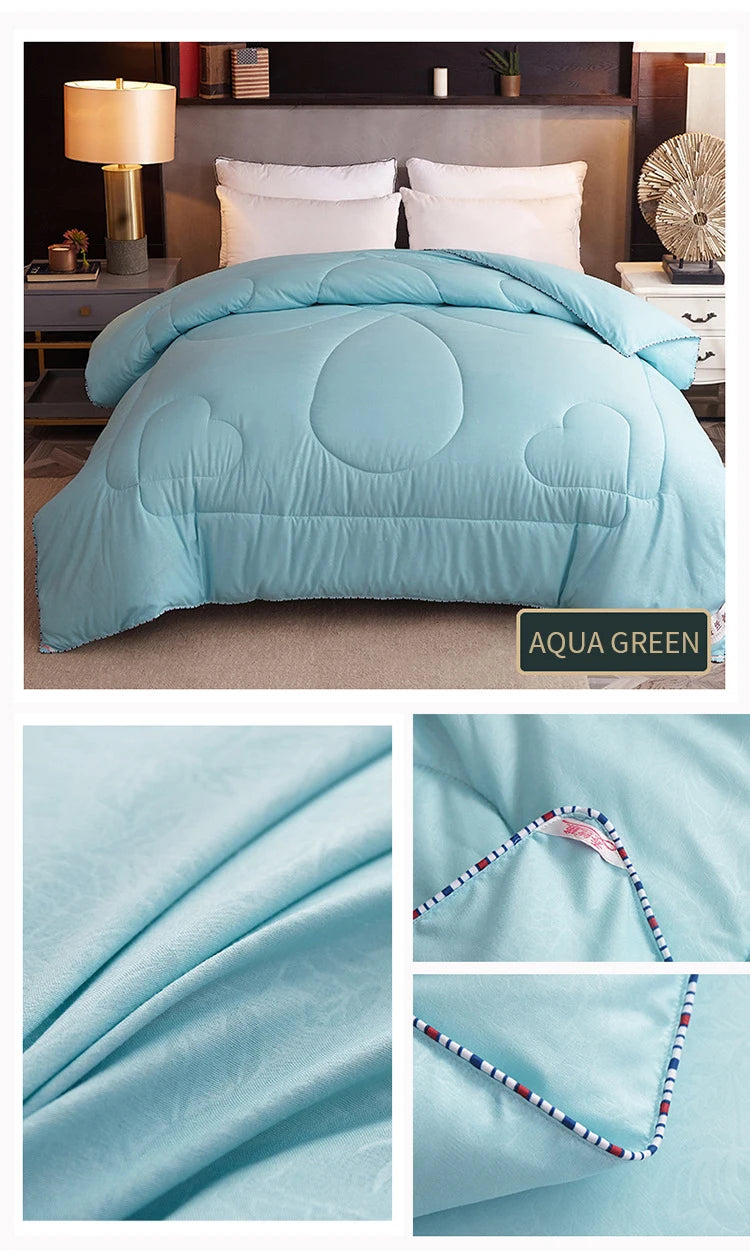 Natural Silk Quilt Mulberry Silk Quilt for Summer Winter Duvet King Queen Twin Size Bedding Handmade Pure Color Students Quilt