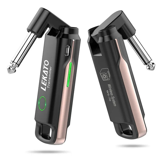 LEKATO Transmitter Receiver WS-70 Wireless Guitar System Built-In Rechargeable Audio Guitar Wireless System 70 Channels 40M