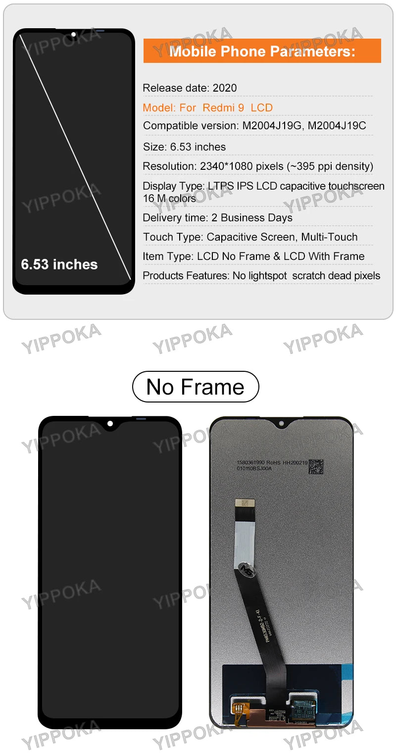 6.53" For Xiaomi Redmi 9 LCD Display Touch Screen For Redmi 9 Display  M2004J19G M2004J19C Screen Replacement Parts