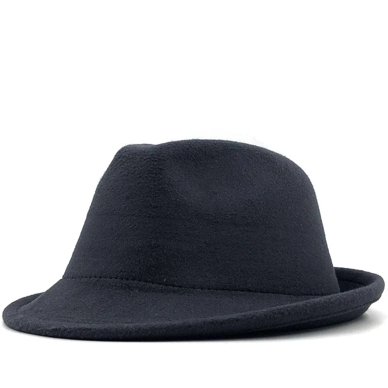 Simple white Wool felt Hat Cowboy Jazz Cap Trend Trilby Fedoras hat Panama cap chapeau band for Men Women 56-58CM