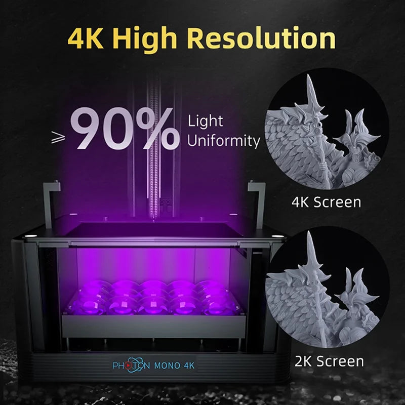 Go Photon Mono 4K 3D Printer 6.23'' Decent Screen 4K High Resolution Vivid Details UV Resin Water wash wresin Printing