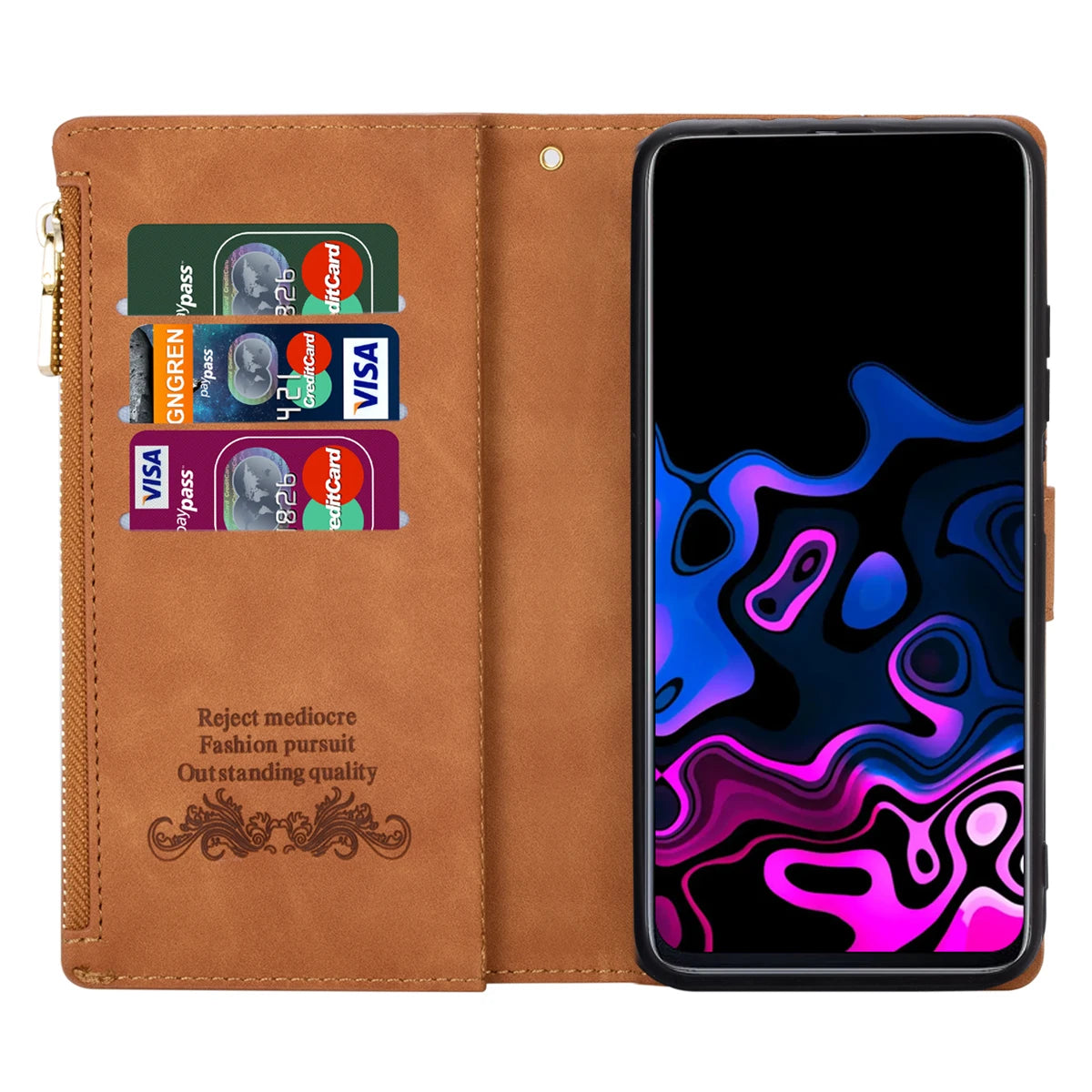Flip Leather Case For XiaoMi 14T 13T 12T 11T 11 Lite Redmi Note 15 14 13 11S 12 Pro Plus Zipper Card Slot Wallet Bag Cover