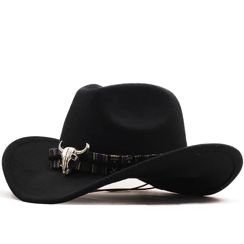 Simple White Women's Men's Western Cowboy Hat For Gentleman Lady Jazz Cowgirl With Leather Cloche Church Sombrero Caps