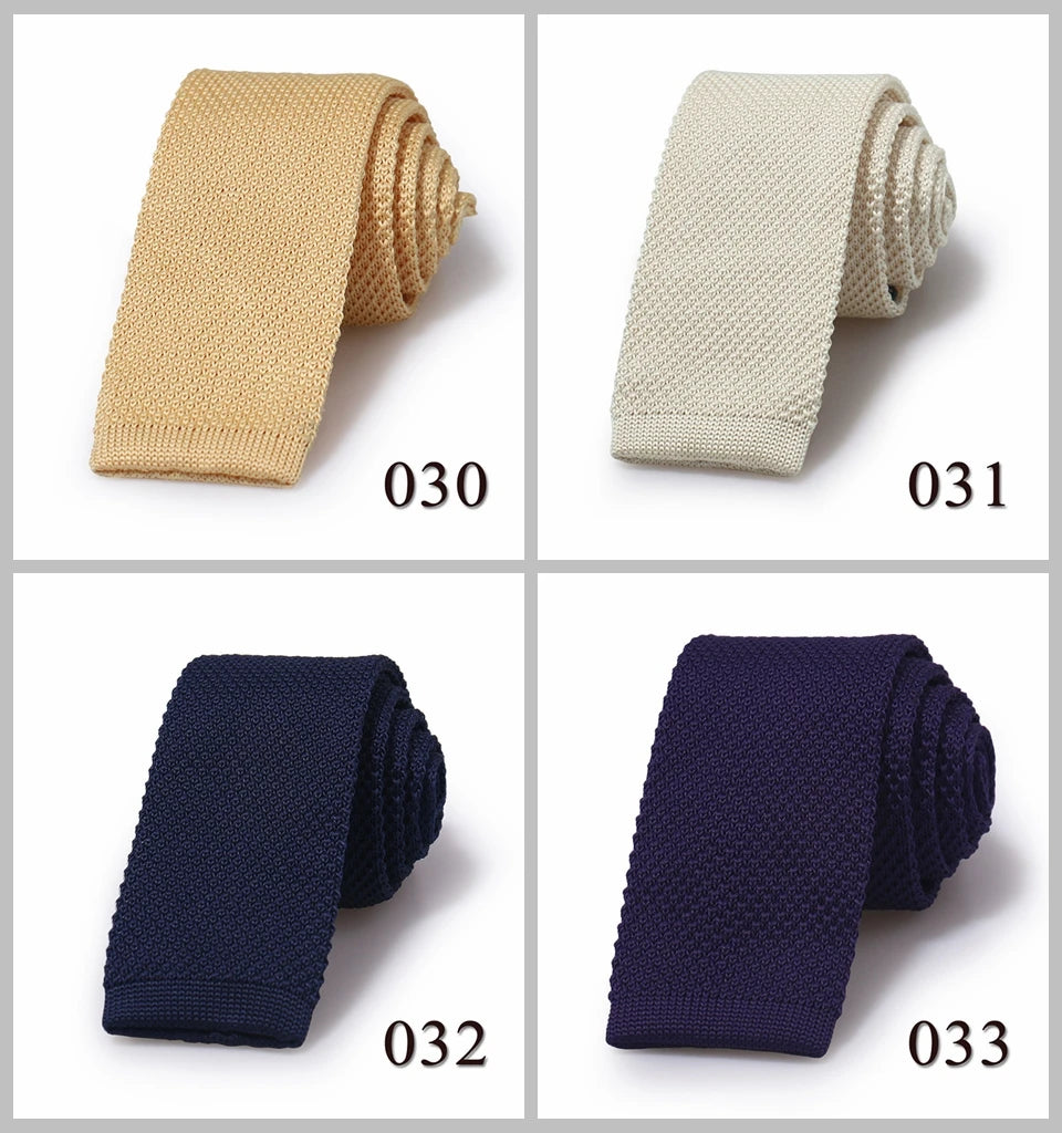 Knitted Ties For Men Slim Fashion Neckties Plain Black Red Knit Tie Men Women Wedding Daily Casual Neck Knitted Cravatas HUISHI