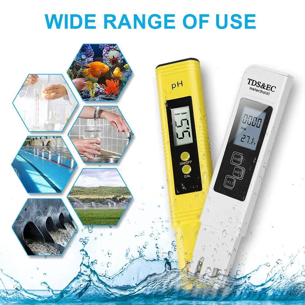 TDS Meter Digital Water Tester High Accuracy Digital 0-14 PH Meter Tester 0-9990ppm TDS&EC LCD Water Purity PPM Aquarium Filter