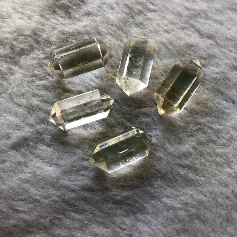 Natural Clear Quartz Double Point Bead Wholesale 2pcs/pack 8x18mm Hexagonal Column Gemstone Jewelry Bead for Ring Face