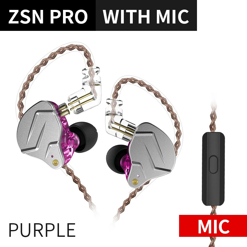 KZ ZSN PRO 1BA 1DD Hybrid Drive In Ear Earphones HIFI Metal Bass Earbud Sport Music Headset Replaceable Cable ZS10 PRO ZSX ZSTX