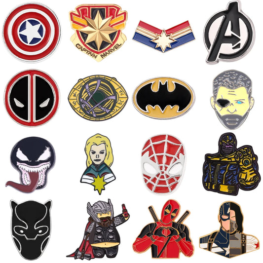 Marvel Superhero Collection Brooch Captain America Iron Man Spiderman Hulk The Avengers Badge Metal Enamel Lapel Pin Accessories