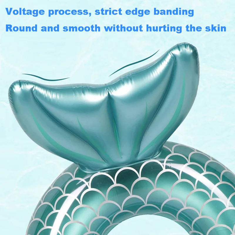 Rooxin Inflatable Swimming Ring Mermaid With Backrest Pool Floaters for Adult Teens Water Play Tube Swimming Mattress Pool Toys