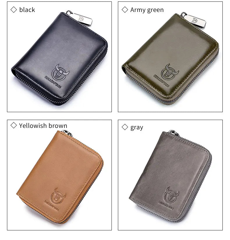 BULLCAPTAIN Leather Credit Card ID Card Holder Wallet Wallet Men Fashion Rfid Card Holder Wallet Business Card Holder Bag