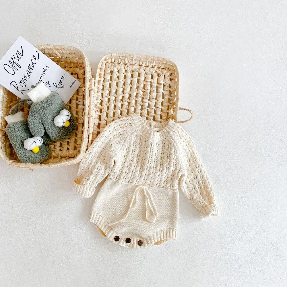 Spring Baby Clothes Girls Romper Autumn Long Sleeve Baby Girl Knit Hollow Out Rompers Baby Jumpsuit Baby Clothes