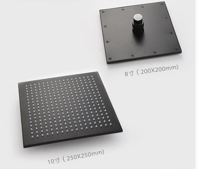 Matte Black Thermostatic Shower Faucet with Rainfall Head And Bathtub Spout Wall-Mounted Concealed Brass Shower  for Bathroom