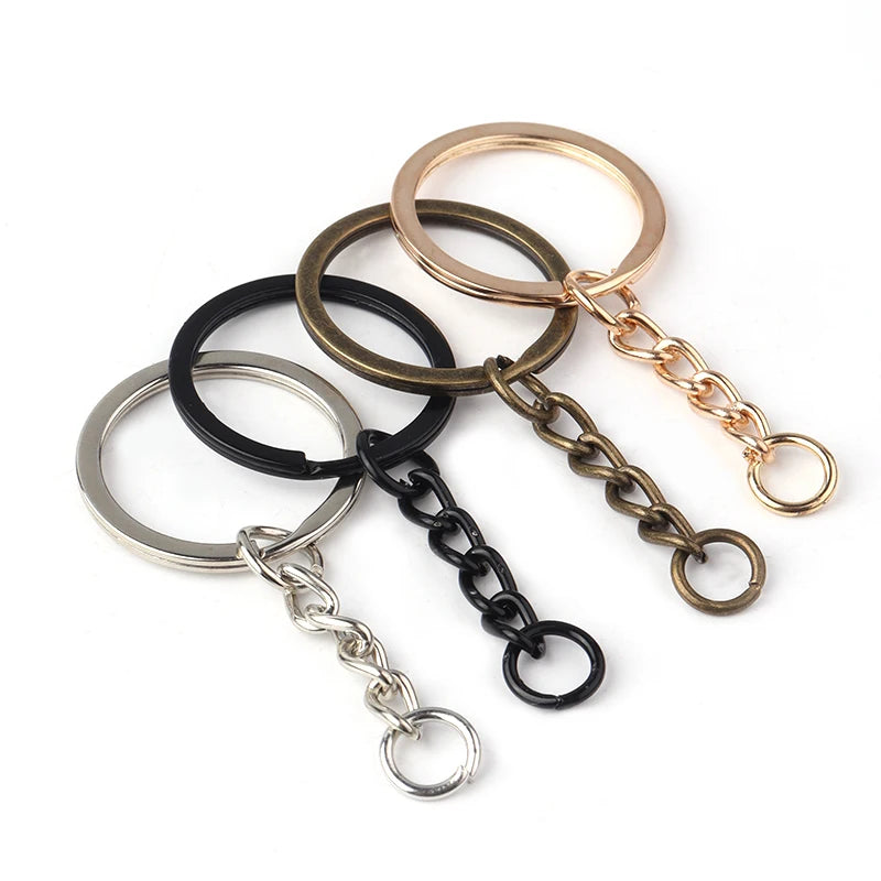 10pcs/lot Flat Key Chain Key Ring Keychain Long Round Split Keyrings Keychain For Jewelry Making  Accessories Wholesale