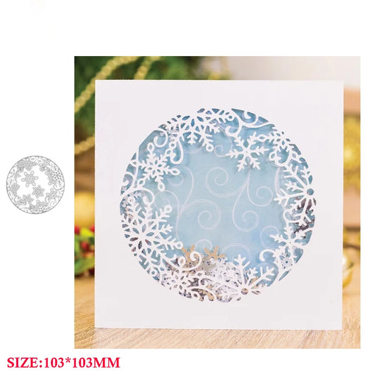 2024 New Arrival Metal Cutting Dies for Scrapbooking Christmas Background Circle Snowflake Frames Card Making Crafts Stencils