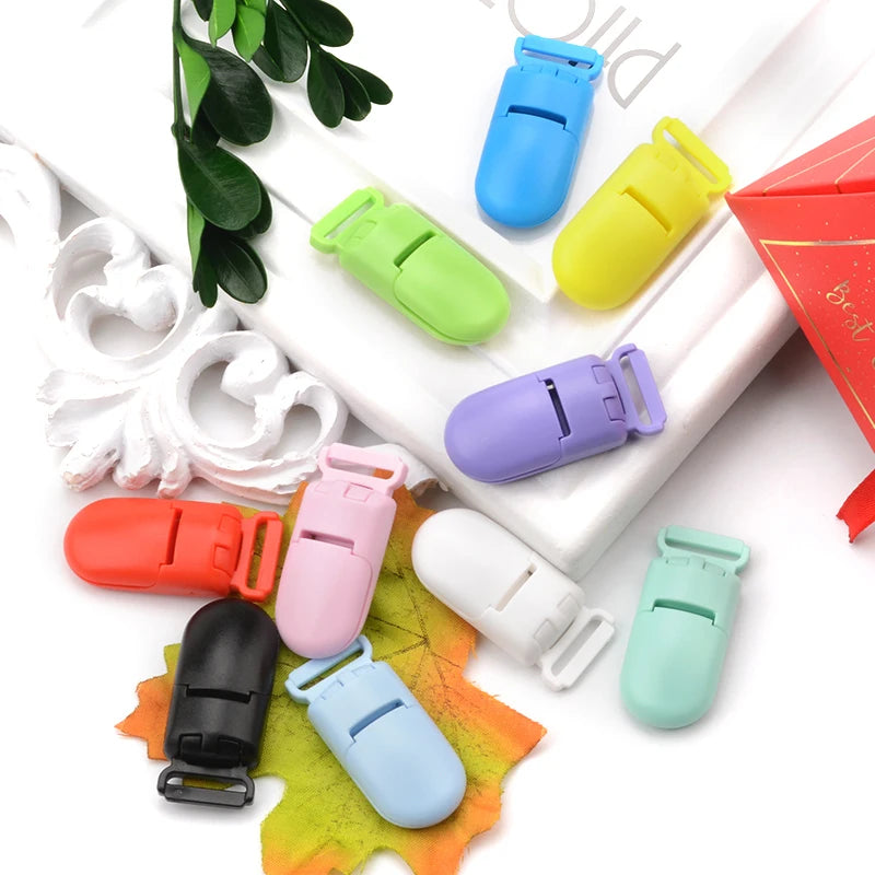 10pcs/lot Baby Nipple Plastic Clasp 20mm Colorful Silicone Beads Chain Making Accessory Feeding Tools For Infant Pacifiers Clip