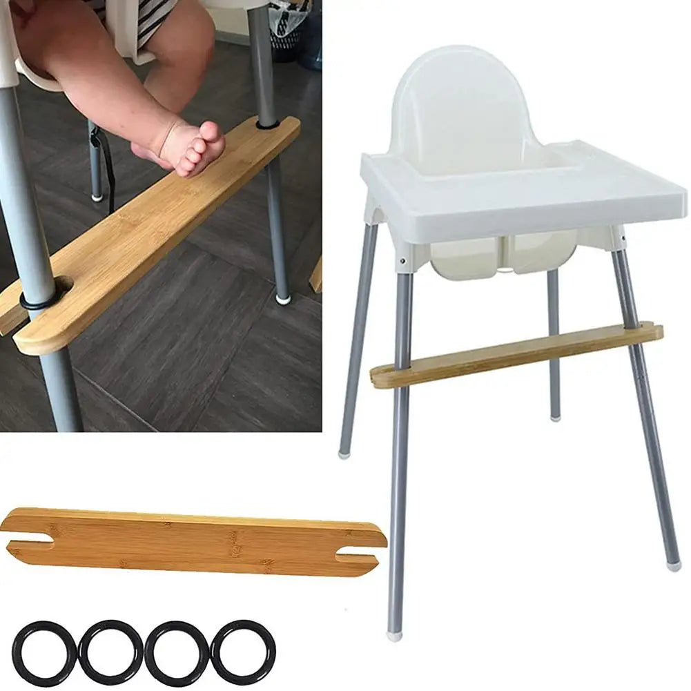 Baby Chair Footrest High Chair Bamboo Footboard Non-Slip Adjustable Stool Pedal Infant Newborns Safety Accessories