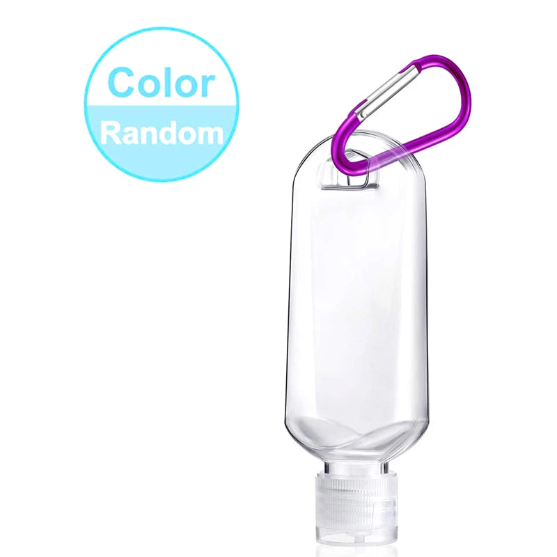 5Pcs Empty Hand Sanitizer Travel Bottle 30ml 50ml Size Holder Hook Keychain Carriers Flip Cap Reusable Portable Empty Bottles