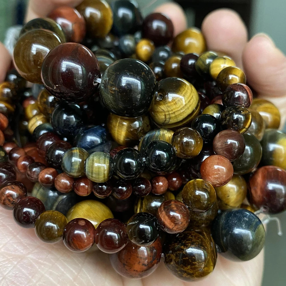 Natural Stone Beads 4 6 8 10mm Tiger Eye Lava Amazonite Turquoises Agates Jaspers Beads For Jewelry Making DIY Bracelet Necklace