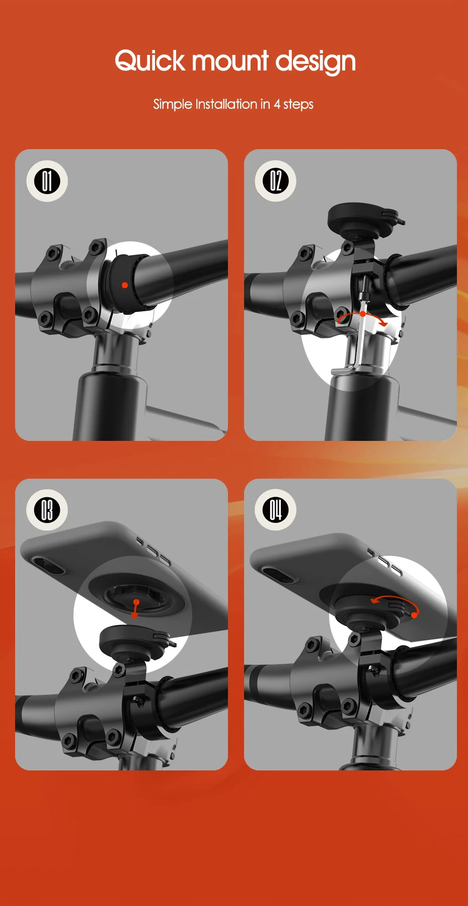 Motorcycle  Phone Holder Bicycle Phone Mount Moto MTB Road Mountain Bike Cellphone Bracket Accessories Quick Attach Lock