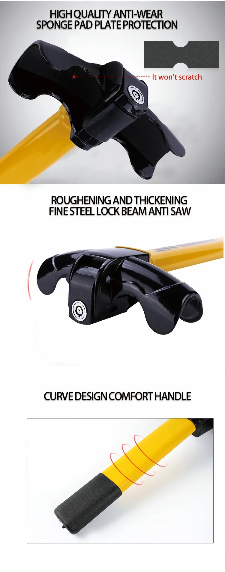 Car Steering Wheel Lock Heavy Duty Stainless Lock Universal Anti-theft Car/Van Security Rotary Enhance Automobile Security