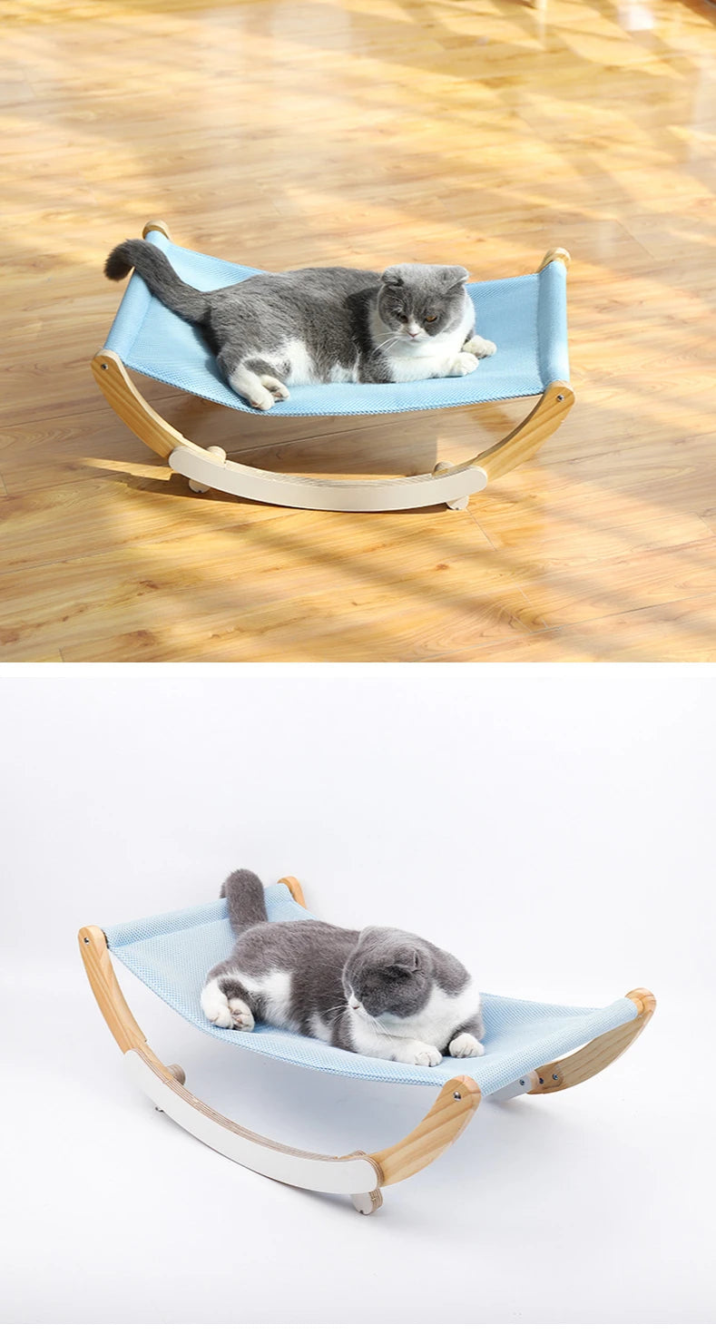 Cat Bed House for Cats Hammock Kitten Rocking Chair Solid Wood Bed Swing Cat Basket Beds and Houses for Cat Pet Supplies Dog