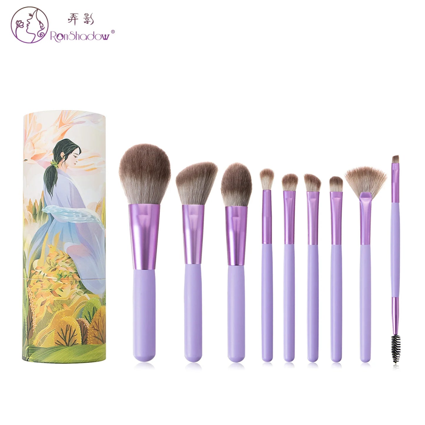 Ronshadow 9PCS Makeup Brushes Set Brochas Maquillaje Pincel De Maquiagem Kit Rangement Maquillage Beauty Packaging Makeup Tools