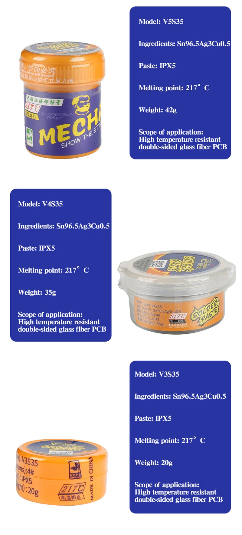 MECHANIC Lead-Free Solder Paste Low/High Temperature Soldering Flux Welding Tin Paste for Mobile Phone PCB BGA SMD Repair Tools