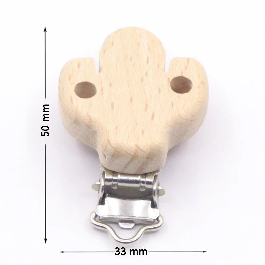 5Pcs/Lot Food Grade Beech Wooden Clip Animal Heart Shape Dummy Clip for Baby Teething Pacifier Chain Holder DIY Accesories