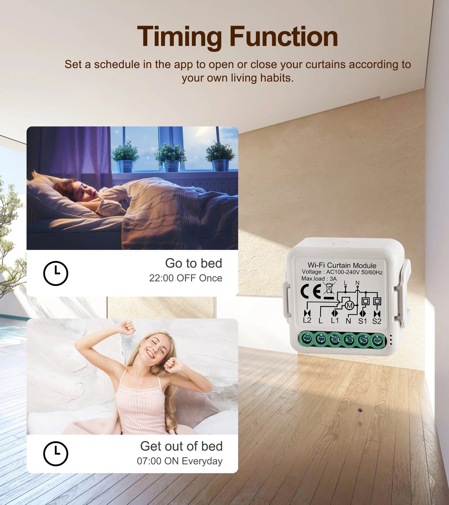 GIRIER Tuya Smart Wifi Curtain Module Blind Switch for Roller Shutter Electric Motor 1/2 Gang Compatible with Alexa Google Home